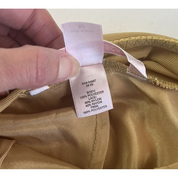 Victorias Secret Satin Lace Slip Mini Dress Chemise M Gold Cocquette Party Glam - Picture 11 of 12